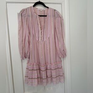 Veronica Beard Pink Dress with Silver and Gold Stripes